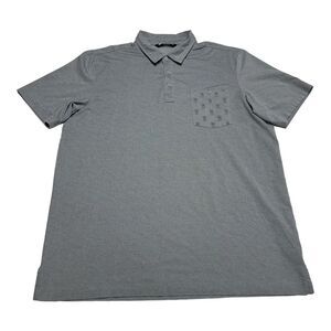 Men's Travis Mathew Prestige Performance Polo Shirt Gray Pineapple Pocket Sz XL